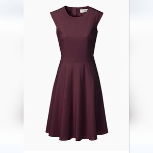 The Toi office career Dress color is purple/burgundy color